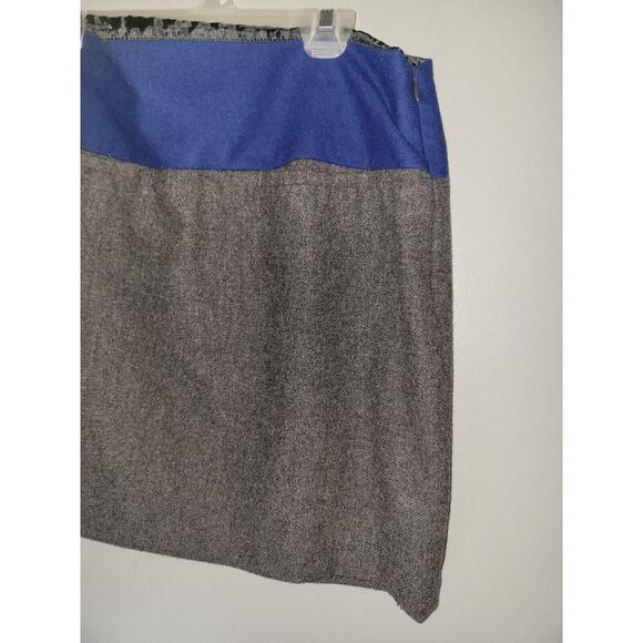 GAP Mini Skirt Women Sz 4 Blue Gray Wool Blend Lined Side Zip - Picture 2 of 9
